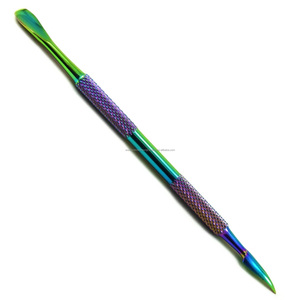 Pousse-cuticules double tête en acier inoxydable, outil réutilisable pour manucure, instrument professionnel à revêtement arc-en-ciel, boîte à ongles professionnelle - Product Image 4