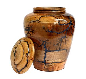 Handmade Wood Teardrop Urn With Blue Crackled Finish For Pet Caskets - Product Image 6