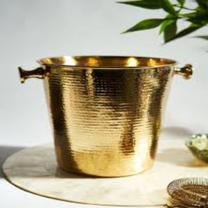 Yes Handmade <b>Gold</b> Strip Ice Bucket Stainless Steel Oval Ice Bucket and Beverage Cooler for Parties Beverage Tub Chill Wine Beer - Product Image 5