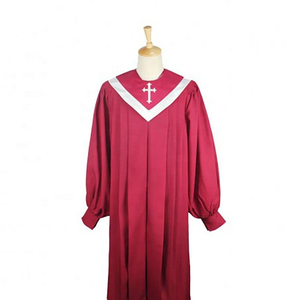 Túnica de Coro Unisex Color Granate con Ribete de Satén Dorado, Prenda de Poliéster para Actuaciones, Vestido de Escenario para Adultos - Product Image 4
