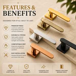 Modern Square Rose Ambidextrous Touch Control <b>Door</b> & Window Handles for Interior <b>Doors</b> - Product Image 1