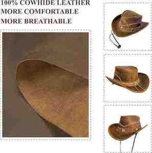 Wholesale Full Customized Men and Women White Genuine Leather <b>Western</b> Cowboy <b>Hat</b> for Outdoor - Product Image 4