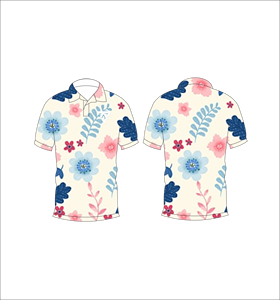 Camisa Polo para Hombre con Estampado Floral Azul Crema, Sublimación Personalizada, Manga Corta, Verano, Casual, Transpirable, Ligera, para Golf - Product Image 6