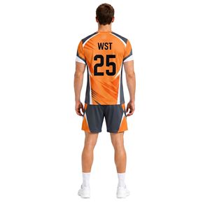 Uniforme de Voleibol Competitivo Naranja Gris, Tejido de Poliéster con Malla Transpirable, Secado Rápido, para Entrenamiento y Partidos - Product Image 2