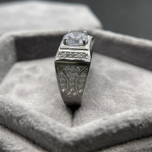 Hip Hop Style Round Cut Moissanite Diamond <b>Mens</b> Engagement <b>Ring</b> 925 Sterling Silver Statement Chunky <b>Ring</b> Iced Out Bling Jewelry - Product Image 3