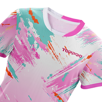 Hauts de sport respirants et à séchage rapide pour femmes, maillots de qualité supérieure 100 % polyester à motif géométrique et manches courtes