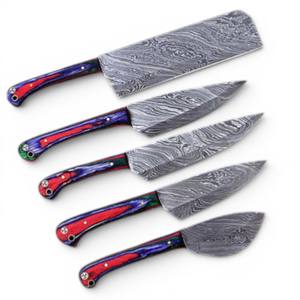 Ensemble de couteaux de cuisine en acier Damas de qualité supérieure, couteau de chef professionnel, lame ultra-affûtée VG10, manche en résine coloré, vente en gros OEM - Product Image 1