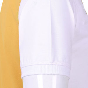 Camiseta Polo Amarilla y Blanca para Hombre, Diseño de Paneles Verticales en Bloques de Color, Algodón Transpirable, Informal, Manga Corta, Ropa de Verano - Product Image 5