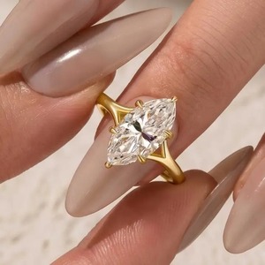 925 Moissanite Diamond Marquise Cut <b>Solitaire</b> Engagement <b>Ring</b> Travel <b>Ring</b> In Sterling <b>Silver</b> with D Color&VVS Clarity for Women. - Product Image 1