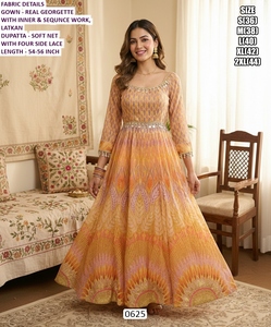 Sharara de Organza Suave Bordada con Terciopelo Bandhani para Mujer - Estilo Tradicional para Fiesta, Secado Rápido, Largo hasta el Suelo, para Todas las Estaciones - Product Image 5