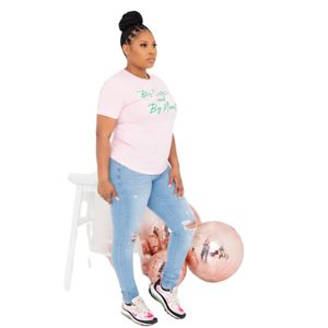 T-shirt graphique blanc et rose pour femme, manches courtes, col rond, décontracté, tendance, imprimé, confortable, haut de tous les jours, été - Product Image 2