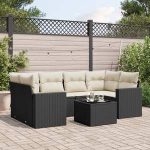 Conjunto de Sofás Grandes para Jardín en Ratán Sintético Negro, Muebles de Exterior Elegantes y Duraderos - Product Image 1