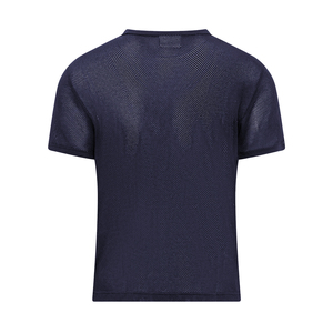 T-shirt en mesh personnalisé pour homme, couleur bleue, manches courtes, épaules tombantes, pour sport, gym, entraînement, musculation, avec option OEM - Product Image 2