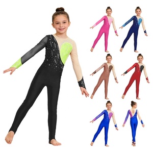 Combinaison de danse latine et de gymnastique pour filles de 6 à 16 ans, style stirrup, justaucorps de compétition, costumes de danse moderne - Product Image 1
