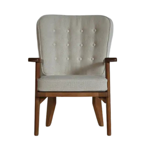 Sillón de Salón de Madera Maciza con Cojines Tapizados Suaves y Estructura Resistente para Sala de Estar, Vestíbulo de Hotel, Interior - Product Image 1