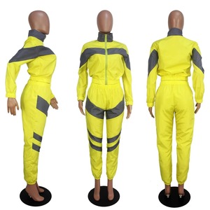 Women Yellow Sporty <b>Jumpsuit</b> 2 Piece <b>Shorts</b> Set Quick Dry Spandex/Nylon Sleeveless Knee Length - Product Image 1