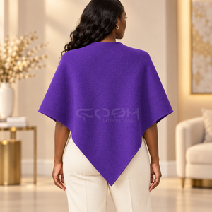 Capa elegante de mezcla de lana morada de la hermandad Cosh International Sorority con mangas de murciélago y cuello chal para uso en invierno. - Product Image 4
