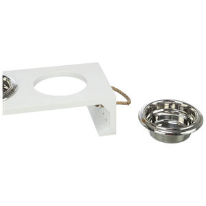 Ensemble de gamelles blanches pour animaux de compagnie avec gamelles en acier inoxydable pour chiens et chats, station d'alimentation - Product Image 2