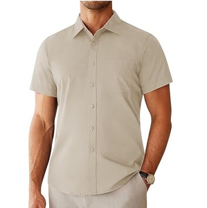 Chemises habillées décontractées pour hommes, nouveau style, manches courtes, infroissables, coupe ajustée, boutonnage simple, vente en gros - Product Image 4