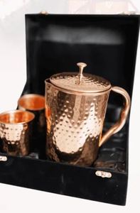 Ensemble de carafes en cuivre pour dîners romantiques aux chandelles, service d'eau, ensemble en métal avec verres, durable, réutilisable, pour la cuisine. - Product Image 2