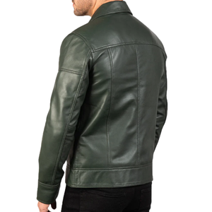 Chaqueta de Cuero Revestido Personalizada al por Mayor para Hombre, Cuello Camisero, Estilo Urbano, Cierre de Cremallera Frontal, Logotipo, Impermeable y Resistente al Viento - Product Image 2
