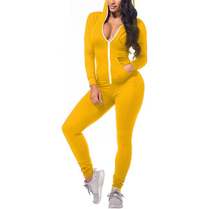 Mono rosa con capucha para mujer, sin mangas, largo completo, con cremallera frontal, ajuste regular, ropa casual de yoga, cintura alta, transpirable, de punto. - Product Image 4