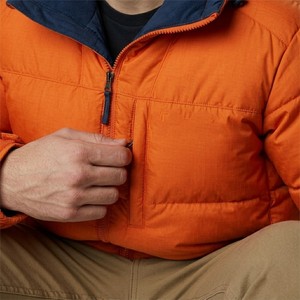 Chaqueta acolchada naranja con capucha para hombre, gruesa, de invierno, con cierre, estilo burbuja, cálida, para exteriores, ropa de calle, moda, prenda exterior - Product Image 4