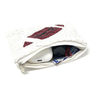 Pochette perlée de football pour le jour du match, porte-monnaie blanc, mini portefeuille zippé pour les fans de sport, accessoire de boutique en gros - Product Image 3