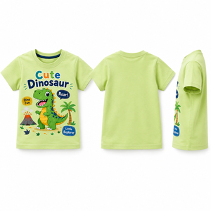 T-shirt unisexe à manches courtes et col rond en jersey motif dinosaure mignon, coupe classique pour homme, 100 % coton respirant, tenue décontractée, Cool Kids Club - Product Image 2