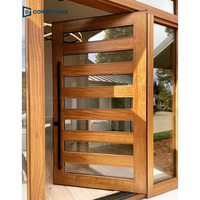 Porte d'entrée extérieure en bois massif, surface finie, étanche, sécurisée, design moderne pour villa, personnalisable, entrée principale CE/ISO