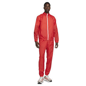 Conjunto Deportivo para Hombre, Rojo, Cortavientos, con Cierre Completo, Cuello Alto, Estilo Deportivo, Color Sólido, Poliéster, para Correr, Ropa de Primavera - Product Image 1