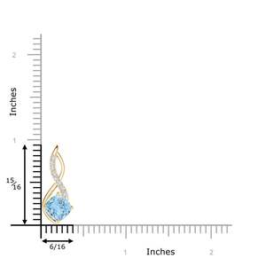Pendentif de haute qualité en aquamarine taille coussin, design infini avec accents de diamants, or 14 carats, fait main, certifié IGI, pour elle - Product Image 3