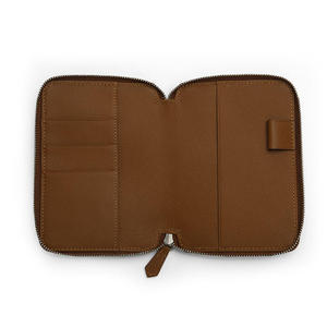 Porta Pasaportes y Tarjetas de Cuero PU Marrón con Cierre, Organizador de Documentos Delgado, Estuche de Almacenamiento Portátil para Viajes - Product Image 6