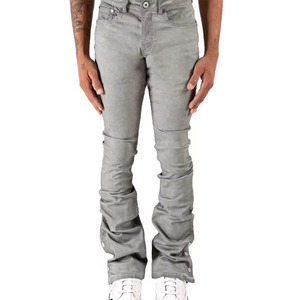 Jeans de Mezclilla Gris Lavado a la Piedra para Hombre, Corte Slim Fit, Cintura Media, Pierna Recta, Estilo Casual, Tejido de Algodón, Detalle de Botones, Estilo Otoñal - Product Image 5