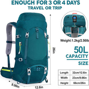 Professional 65L Hiking <b>Backpack</b> with Internal Frame and Water Resistant Ripstop Fabric for Multi-Day Trekking - Product Image 2