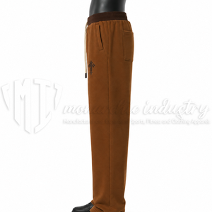Pantalones Deportivos Casuales para Hombre, Color Marrón, 100% Algodón, Transpirables, Ecológicos, Cintura Elástica con Cordón, Bolsillos Laterales - Product Image 4