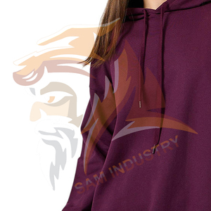 Solid Plain Cotton Casual Knitted Breathable Eco-Friendly Hoodies for Women Custom Color Women <b>Drop</b> Shoulder Hoodies - Product Image 3