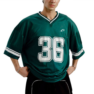Maillots de football américain sublimés verts pour hommes – Maillot de football uni en polyester maillé, vêtement de sport à enfiler - Product Image 4