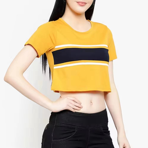 New Custom Design High Quality Breathable Summer Casual Women Canvas Crop <b>Top</b> T Shirts Wholesale Low Price - Product Image 5