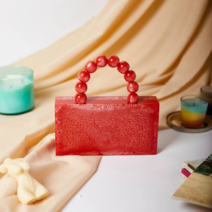 Handmade <b>Unique</b> Resin Clutch with Intricate Floral Design Polished Metal Handle and Flower By HF Crafts - Product Image 3