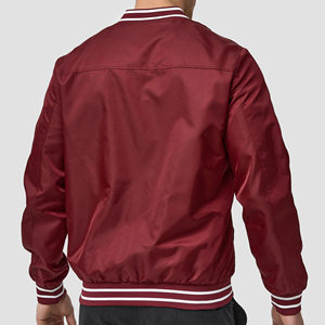เสื้อแจ็คเก็ตบอมเบอร์สีแดงเลือดหมูสำหรับผู้ชาย สีพื้น ปิดด้วยซิป สไตล์ลำลอง ผลิตจากโพลีเอสเตอร์ ทรงปกติ เหมาะสำหรับใส่ในฤดูใบไม้ร่วง - Product Image 5