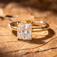 Bague de mariage en diamant de laboratoire taille princesse certifiée IGI, or jaune 14 carats, solitaire, pour femme, bijoux fins, vente en gros