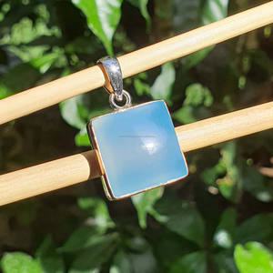 Venta al por mayor de colgantes y dijes de joyería fina de Calcedonia azul cuadrada grande para boda y compromiso suministros de fabricación de joyas a granel - Product Image 4