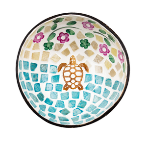 Cuencos Decorativos de Coco con Incrustaciones de Madreperla, Hechos a Mano, Ecológicos, con Mosaico de Tortuga Marina, Proveedor al por Mayor - Product Image 1