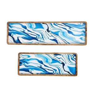 Ensemble de Plateaux en Émail Petits Grands Plats et Plateaux Fournitures pour Restaurants et Cafés Ensemble de 2 Plateaux en Émail Imprimé Personnalisé - Product Image 1