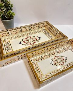 Modern Decorative Enamel Tray Handmade Metal Serving Platter Coffee <b>Table</b> <b>Vanity</b> Display Tray Jewelry Organizer Home Decoration - Product Image 3