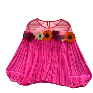秋のフルスリーブカジュアルブラウス、女性用花柄シャツ、レディースカジュアルトップス、婦人服卸売 - Product Image 5