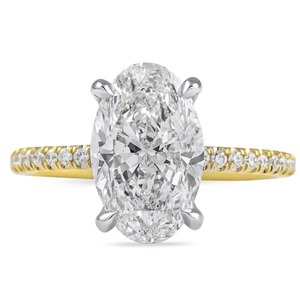 3.01 Carat Oval Cut Yellow <b>Gold</b> Rhodium Plated IGI Certified Tension Setting Diamond Luxury Engagement <b>Ring</b> for Anniversary - Product Image 1