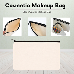 Bolsa de cosméticos Lisa blanca, bolsa de regalo de maquillaje de lona, fabricante de bolsas de maquillaje y cosméticos a granel para papelería de viaje - Product Image 2