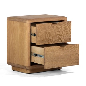 Nala Nightstand Made Of Solid Teak Wood High Quality With Natural Wood and 2 Drawers For Indoor Use. - Product Image 4